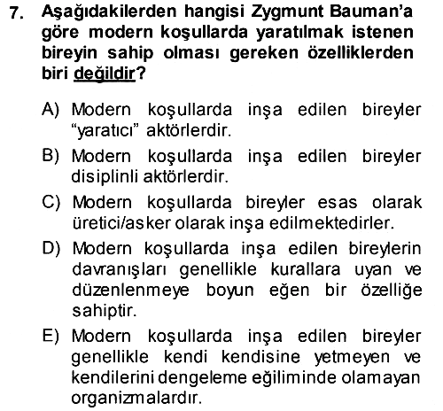 Çağdaş Sosyoloji Kuramları 2014-2015 Tek Ders Sınavı - 7. soru