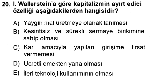 Çağdaş Sosyoloji Kuramları 2014-2015 Tek Ders Sınavı - 20. soru