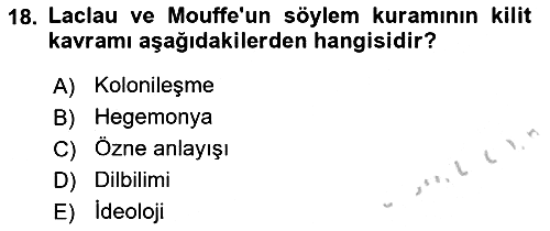 Çağdaş Sosyoloji Kuramları 2018-2019 Yaz Okulu Sınavı - 18. soru