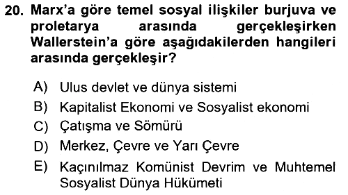 Çağdaş Sosyoloji Kuramları 2023-2024 Yaz Okulu Sınavı - 20. soru