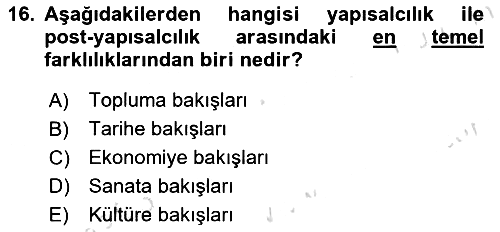 Çağdaş Sosyoloji Kuramları 2024-2025 Yaz Okulu Sınavı - 16. soru