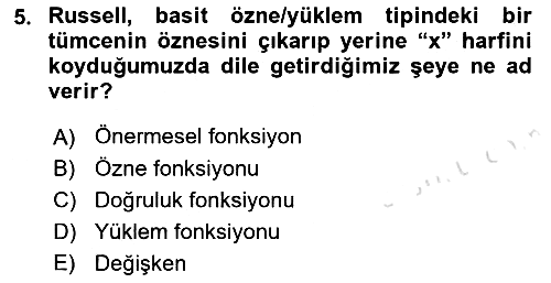 Dil Felsefesi 2018-2019 3 Ders Sınavı - 5. soru