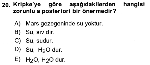 Dil Felsefesi 2018-2019 3 Ders Sınavı - 20. soru