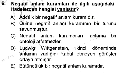 Dil Felsefesi 2012-2013 Ara Sınav - 6. soru