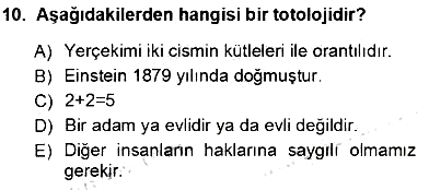 Dil Felsefesi 2012-2013 Ara Sınav - 10. soru