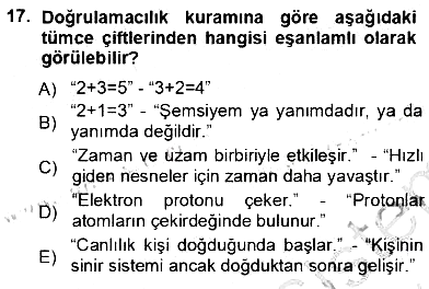 Dil Felsefesi 2012-2013 Ara Sınav - 17. soru