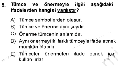 Dil Felsefesi 2013-2014 Ara Sınav - 5. soru