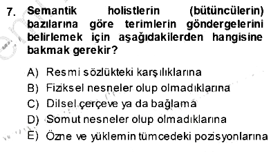 Dil Felsefesi 2013-2014 Ara Sınav - 7. soru