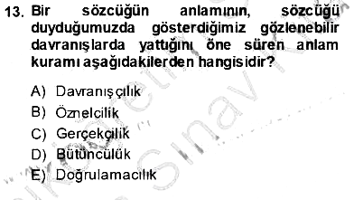 Dil Felsefesi 2013-2014 Ara Sınav - 13. soru