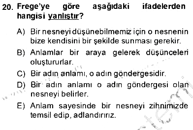 Dil Felsefesi 2013-2014 Ara Sınav - 20. soru