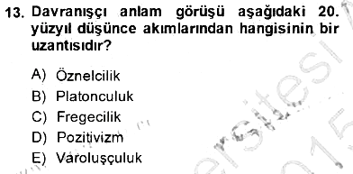 Dil Felsefesi 2014-2015 Ara Sınav - 13. soru