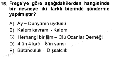 Dil Felsefesi 2014-2015 Ara Sınav - 16. soru