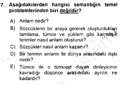Dil Felsefesi 2015-2016 Ara Sınav - 7. soru