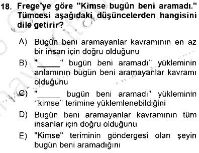 Dil Felsefesi 2015-2016 Ara Sınav - 18. soru