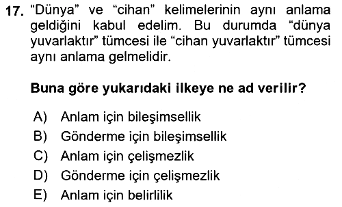 Dil Felsefesi 2017-2018 Ara Sınav - 17. soru