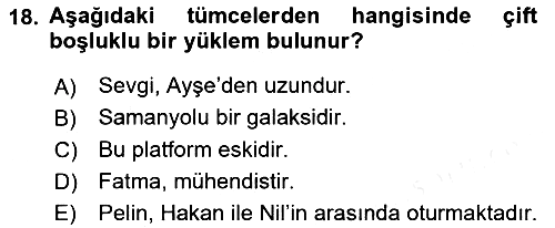 Dil Felsefesi 2018-2019 Ara Sınav - 18. soru