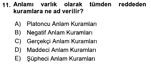 Dil Felsefesi 2019-2020 Ara Sınav - 11. soru