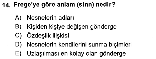 Dil Felsefesi 2019-2020 Ara Sınav - 14. soru