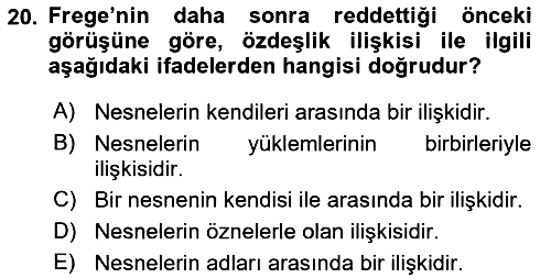 Dil Felsefesi 2021-2022 Ara Sınav - 20. soru