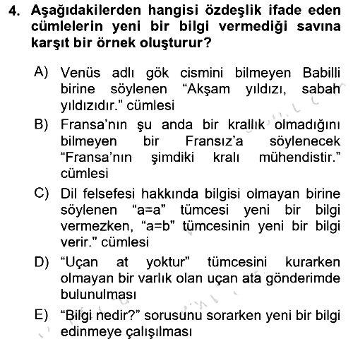 Dil Felsefesi 2022-2023 Ara Sınav - 4. soru