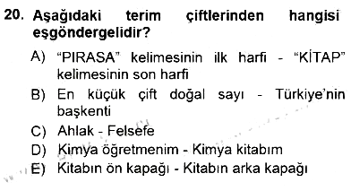 Dil Felsefesi 2012-2013 Dönem Sonu Sınavı - 20. soru