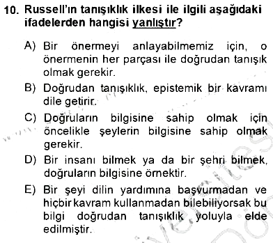 Dil Felsefesi 2013-2014 Dönem Sonu Sınavı - 10. soru