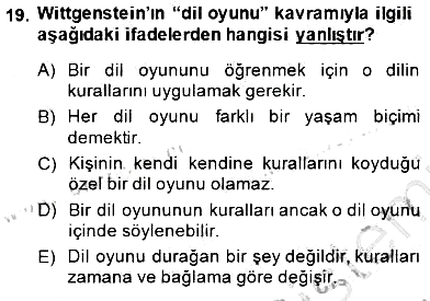 Dil Felsefesi 2013-2014 Dönem Sonu Sınavı - 19. soru