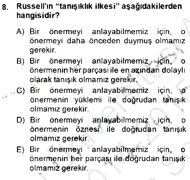 Dil Felsefesi 2014-2015 Dönem Sonu Sınavı - 8. soru