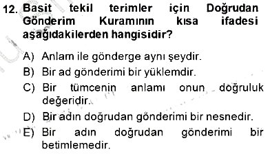 Dil Felsefesi 2014-2015 Dönem Sonu Sınavı - 12. soru