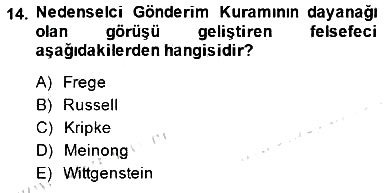 Dil Felsefesi 2014-2015 Dönem Sonu Sınavı - 14. soru
