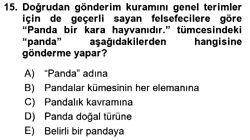 Dil Felsefesi 2015-2016 Dönem Sonu Sınavı - 15. soru