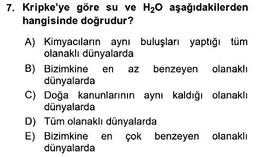 Dil Felsefesi 2016-2017 Dönem Sonu Sınavı - 7. soru