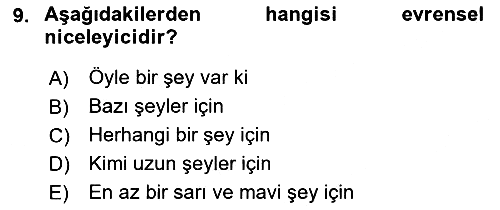 Dil Felsefesi 2016-2017 Dönem Sonu Sınavı - 9. soru