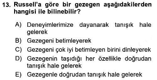 Dil Felsefesi 2016-2017 Dönem Sonu Sınavı - 13. soru