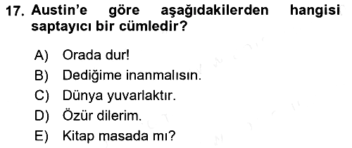 Dil Felsefesi 2017-2018 Dönem Sonu Sınavı - 17. soru