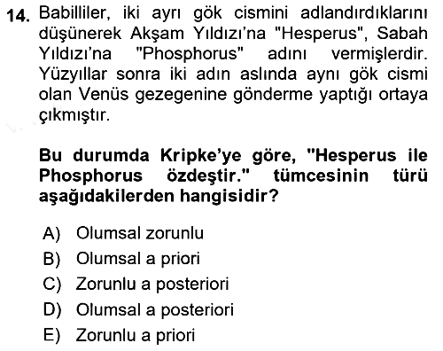 Dil Felsefesi 2018-2019 Dönem Sonu Sınavı - 14. soru