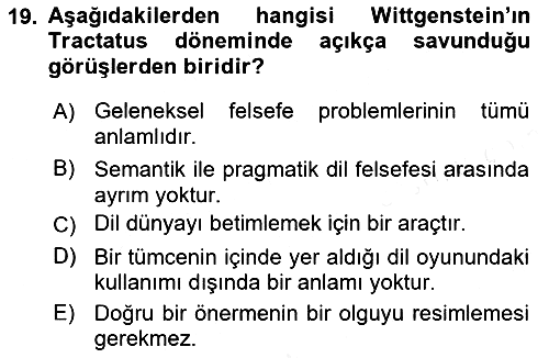 Dil Felsefesi 2018-2019 Dönem Sonu Sınavı - 19. soru