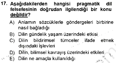 Dil Felsefesi 2013-2014 Tek Ders Sınavı - 17. soru