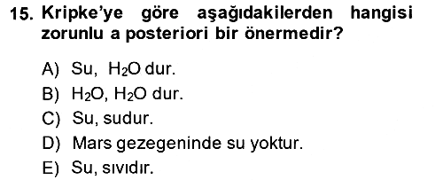 Dil Felsefesi 2014-2015 Tek Ders Sınavı - 15. soru