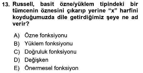 Dil Felsefesi 2018-2019 Yaz Okulu Sınavı - 13. soru