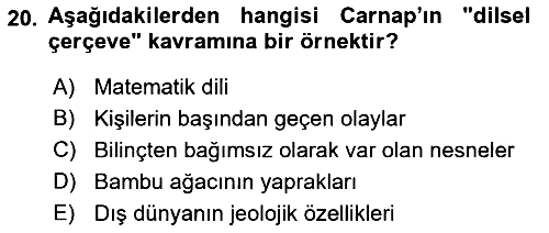 Dil Felsefesi 2018-2019 Yaz Okulu Sınavı - 20. soru