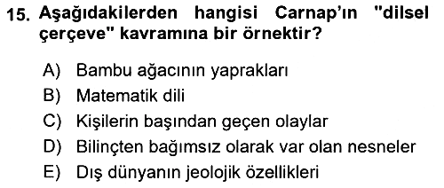 Dil Felsefesi 2021-2022 Yaz Okulu Sınavı - 15. soru
