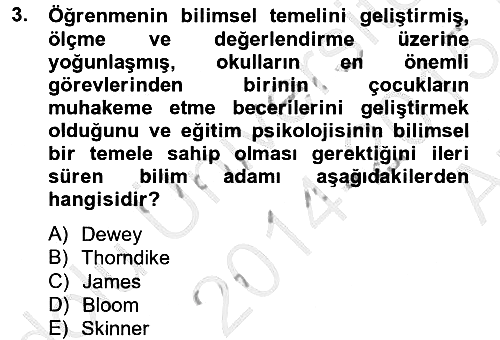 Eğitim Psikolojisi 2014-2015 Ara Sınav - 3. soru