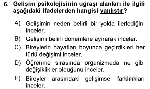 Eğitim Psikolojisi 2017-2018 Ara Sınav - 6. soru