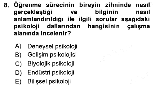 Eğitim Psikolojisi 2017-2018 Ara Sınav - 8. soru