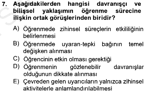 Eğitim Psikolojisi 2012-2013 Dönem Sonu Sınavı - 7. soru