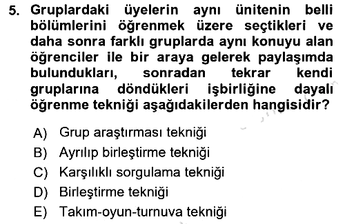 Eğitim Psikolojisi 2016-2017 Dönem Sonu Sınavı - 5. soru