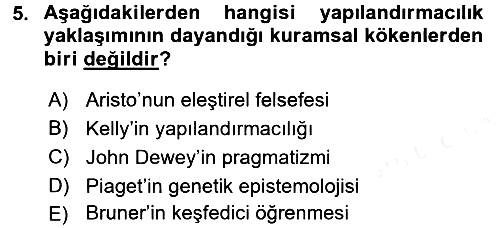 Eğitim Psikolojisi 2017-2018 Dönem Sonu Sınavı - 5. soru