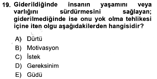 Eğitim Psikolojisi 2021-2022 Yaz Okulu Sınavı - 19. soru