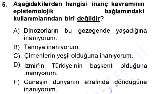 Epistemoloji 2013-2014 Ara Sınav - 5. soru